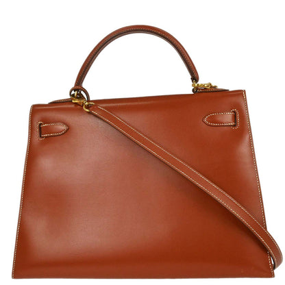 Hermes Brick Box Calf Kelly 32 Sellier 2way Shoulder Handbag
