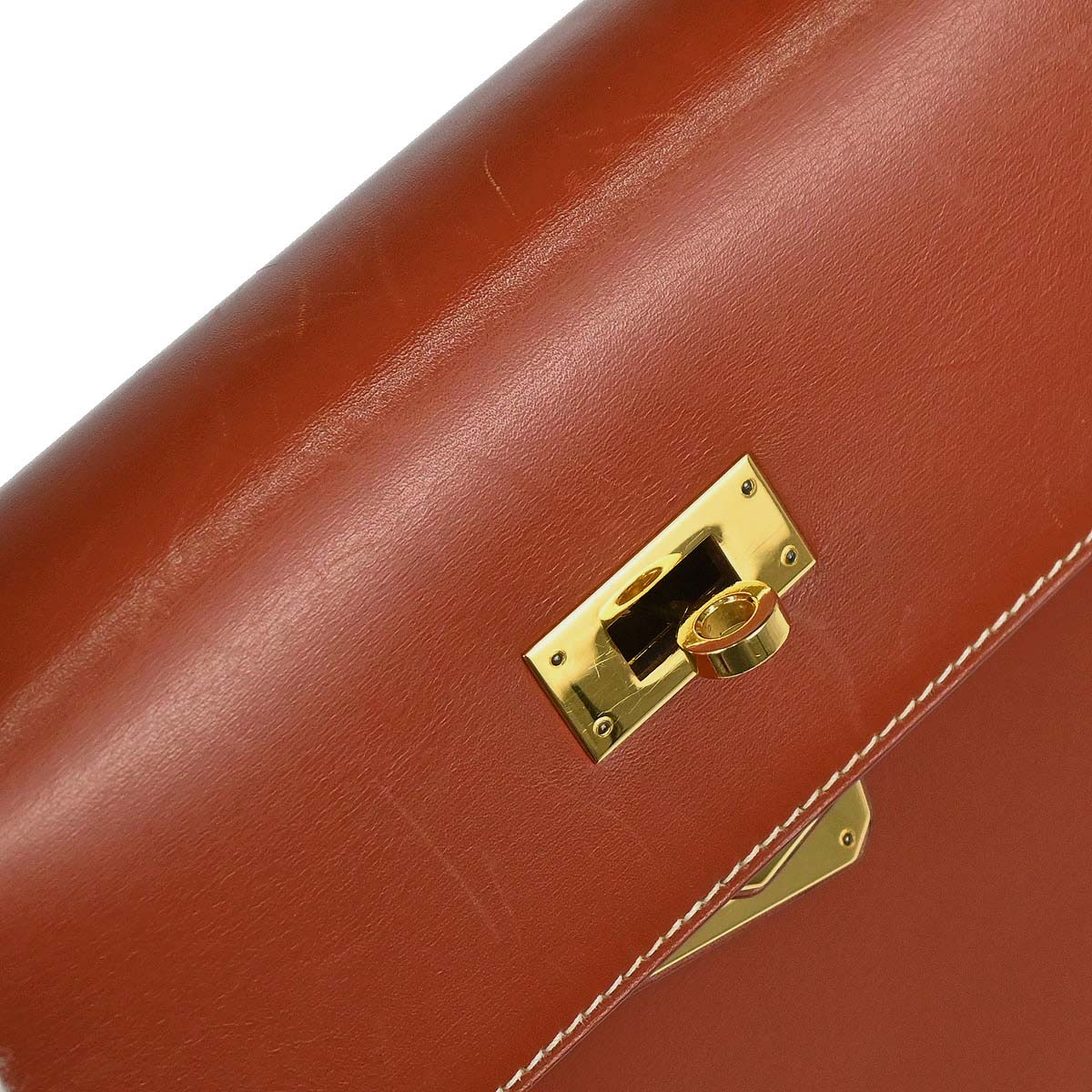 Hermes Brick Box Calf Kelly 32 Sellier 2way Shoulder Handbag