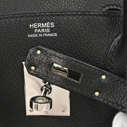Hermes 2008 Black Taurillon Clemence Birkin 30 Handbag