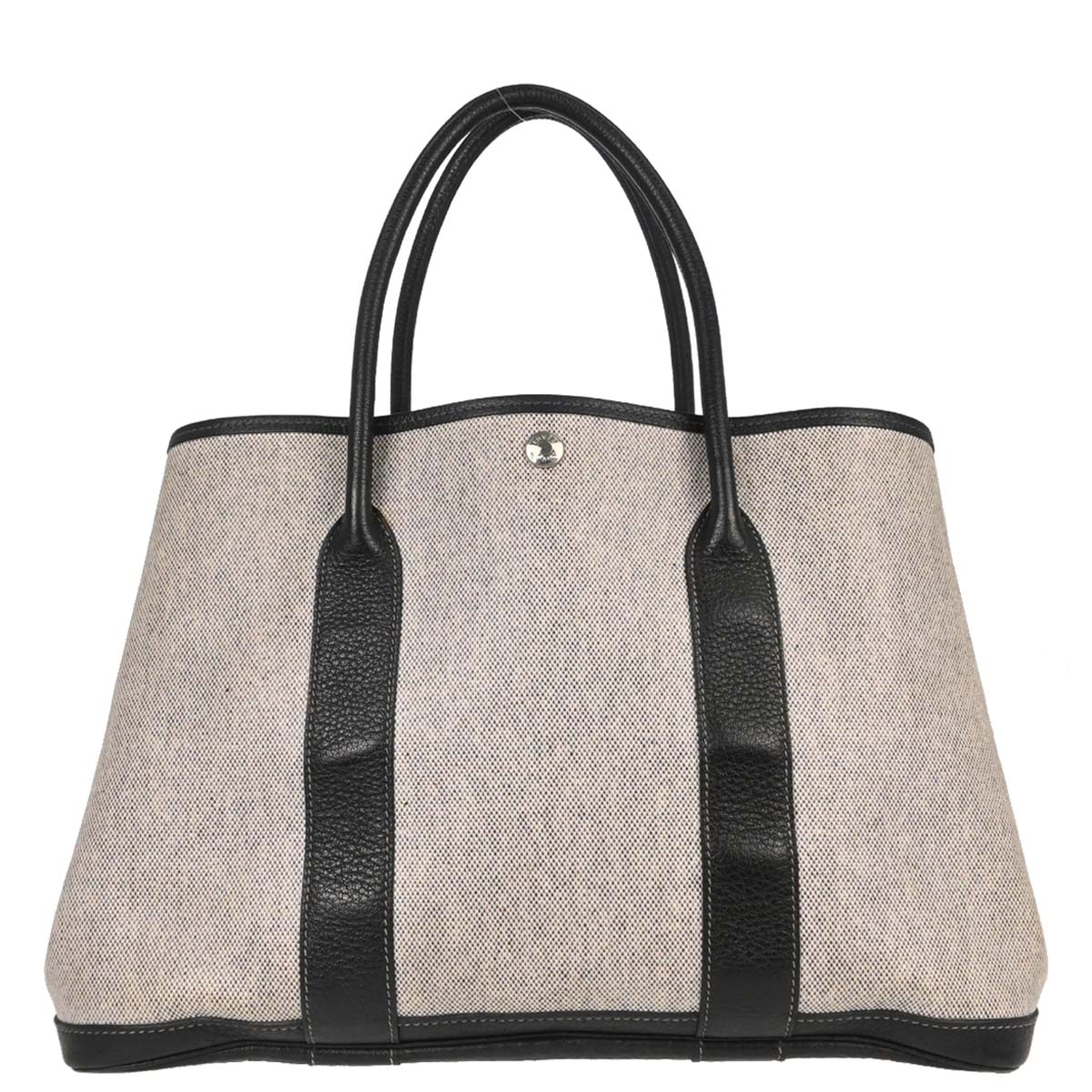 Hermes Black Toile H Buffle Garden Party 36 PM Tote Handbag