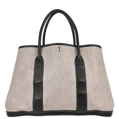 Hermes Black Toile H Buffle Garden Party 36 PM Tote Handbag