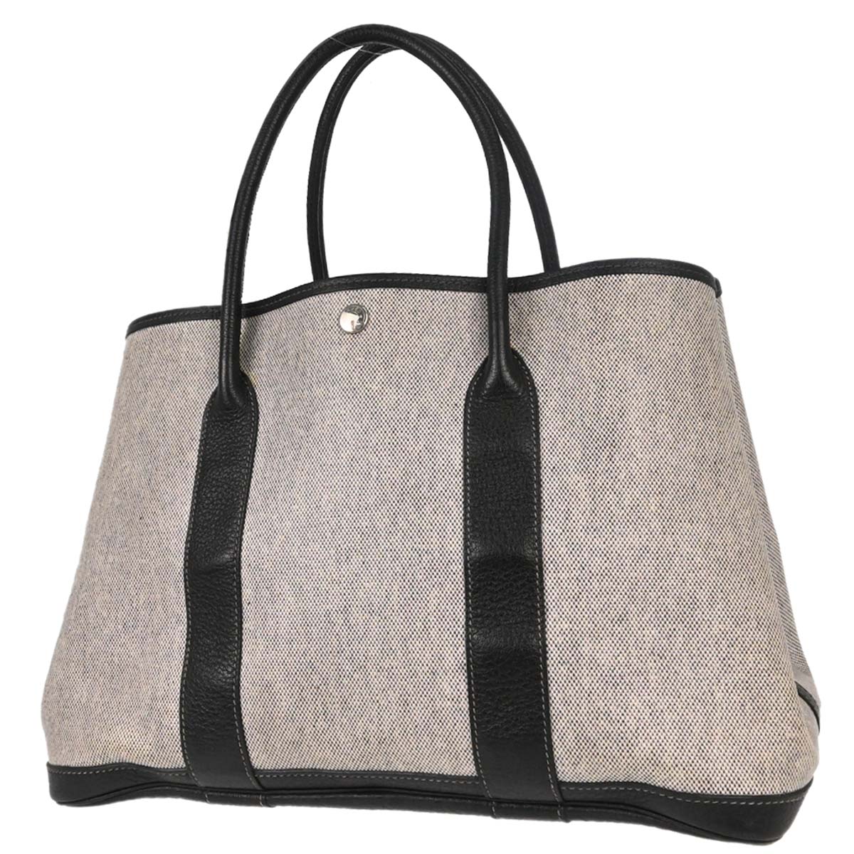 Hermes Black Toile H Buffle Garden Party 36 PM Tote Handbag