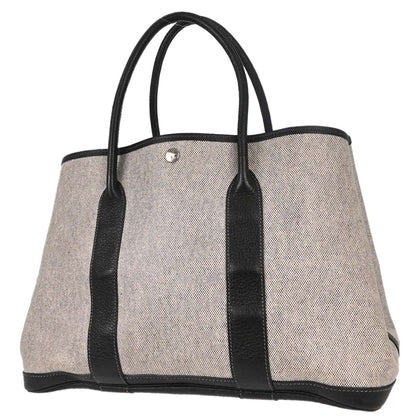 Hermes Black Toile H Buffle Garden Party 36 PM Tote Handbag