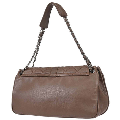 Chanel 2005-2006 Brown Caviar Skin Mademoiselle Lock Accordion Flap Handbag