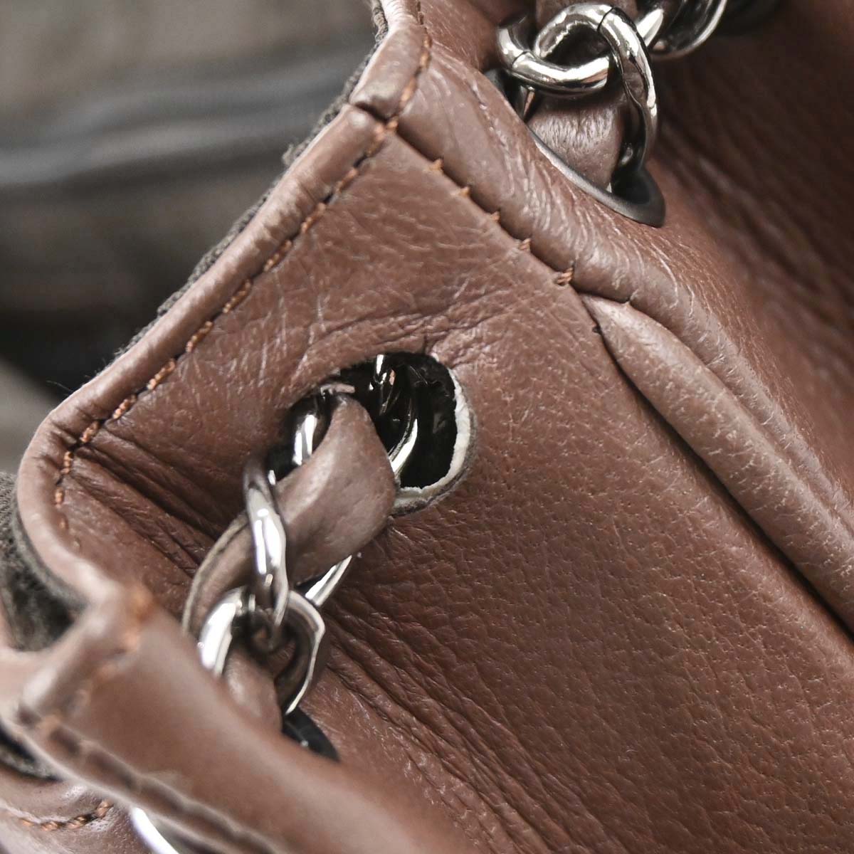 Chanel 2005-2006 Brown Caviar Skin Mademoiselle Lock Accordion Flap Handbag