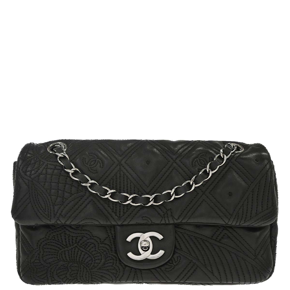Chanel 2005-2006 Black Lambskin Chain Shoulder Bag