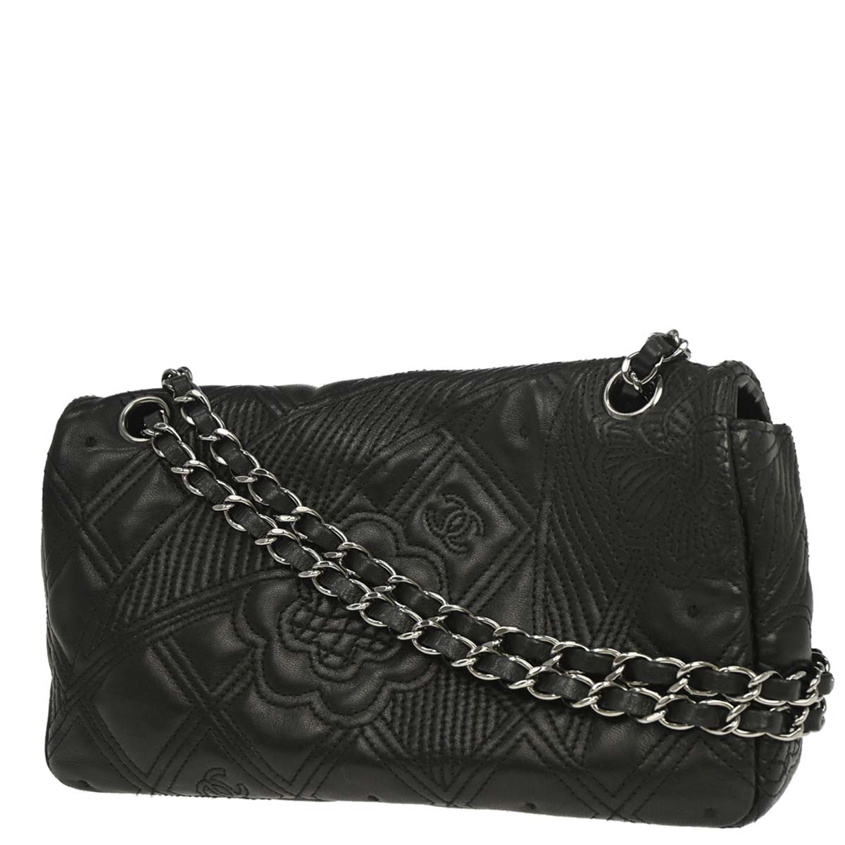Chanel 2005-2006 Black Lambskin Chain Shoulder Bag