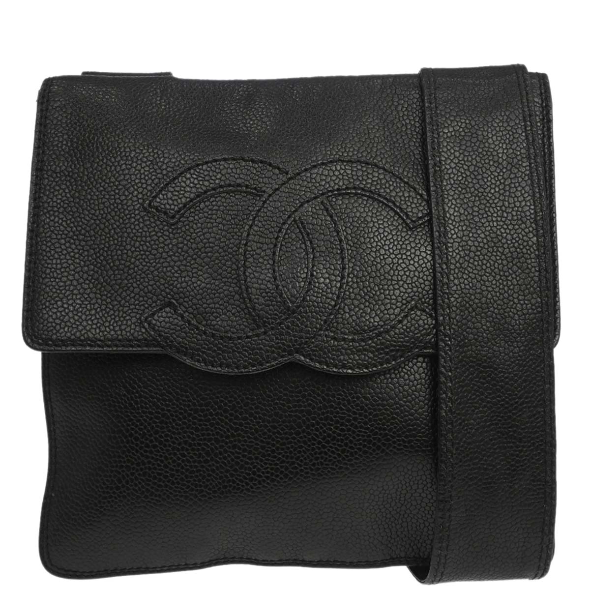 Chanel 1997-1999 Black Caviar Skin Shoulder Bag