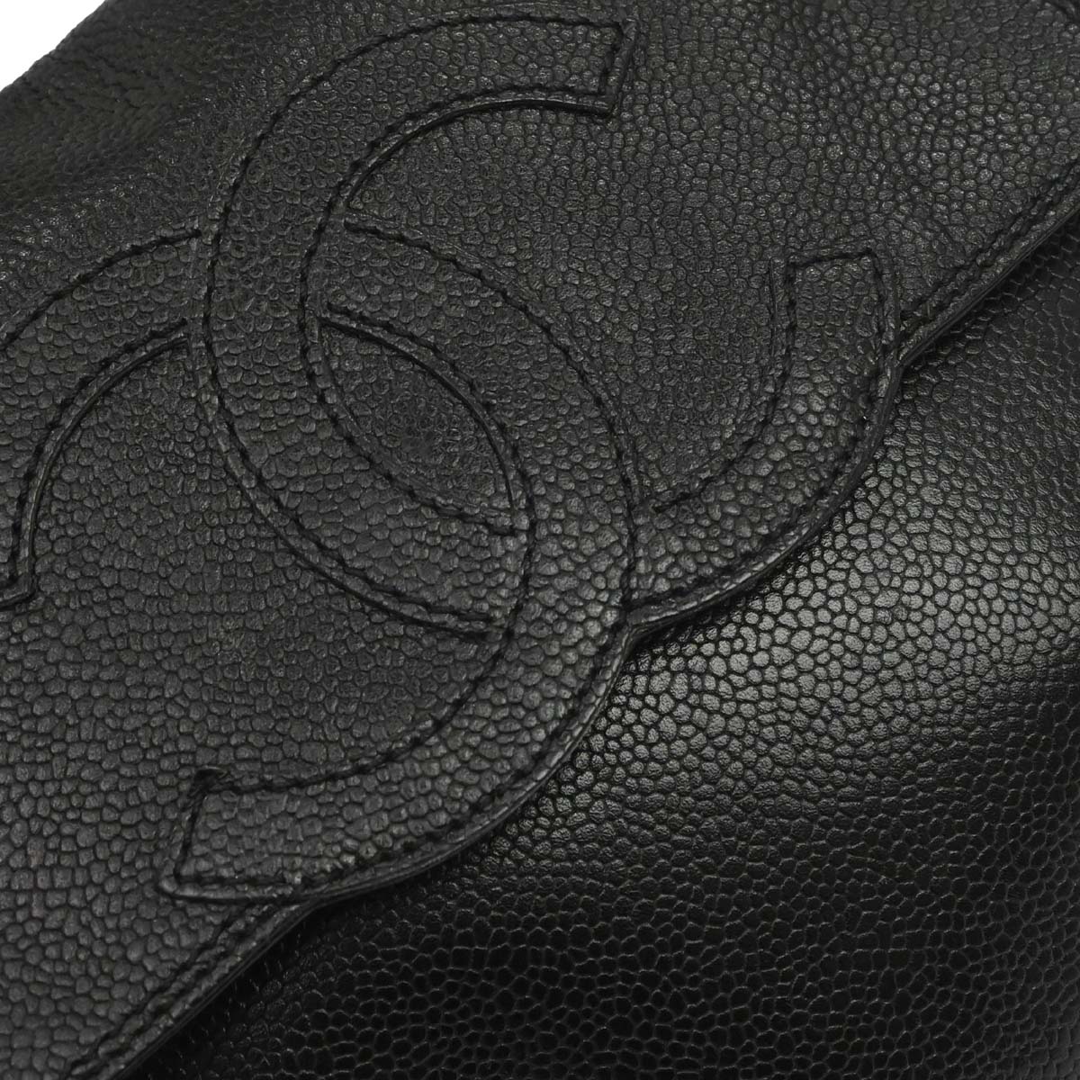 Chanel 1997-1999 Black Caviar Skin Shoulder Bag