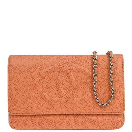 Chanel Orange Caviar Skin Timeless WOC Wallet on Chain Shoulder Bag