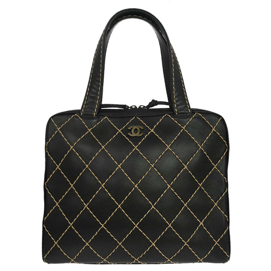 Chanel 2000-2002 Black Calfskin Wild Stitch Handbag
