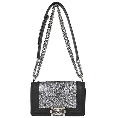 Boy Chanel 2014 * Silver Python Small Chain Shoulder Bag