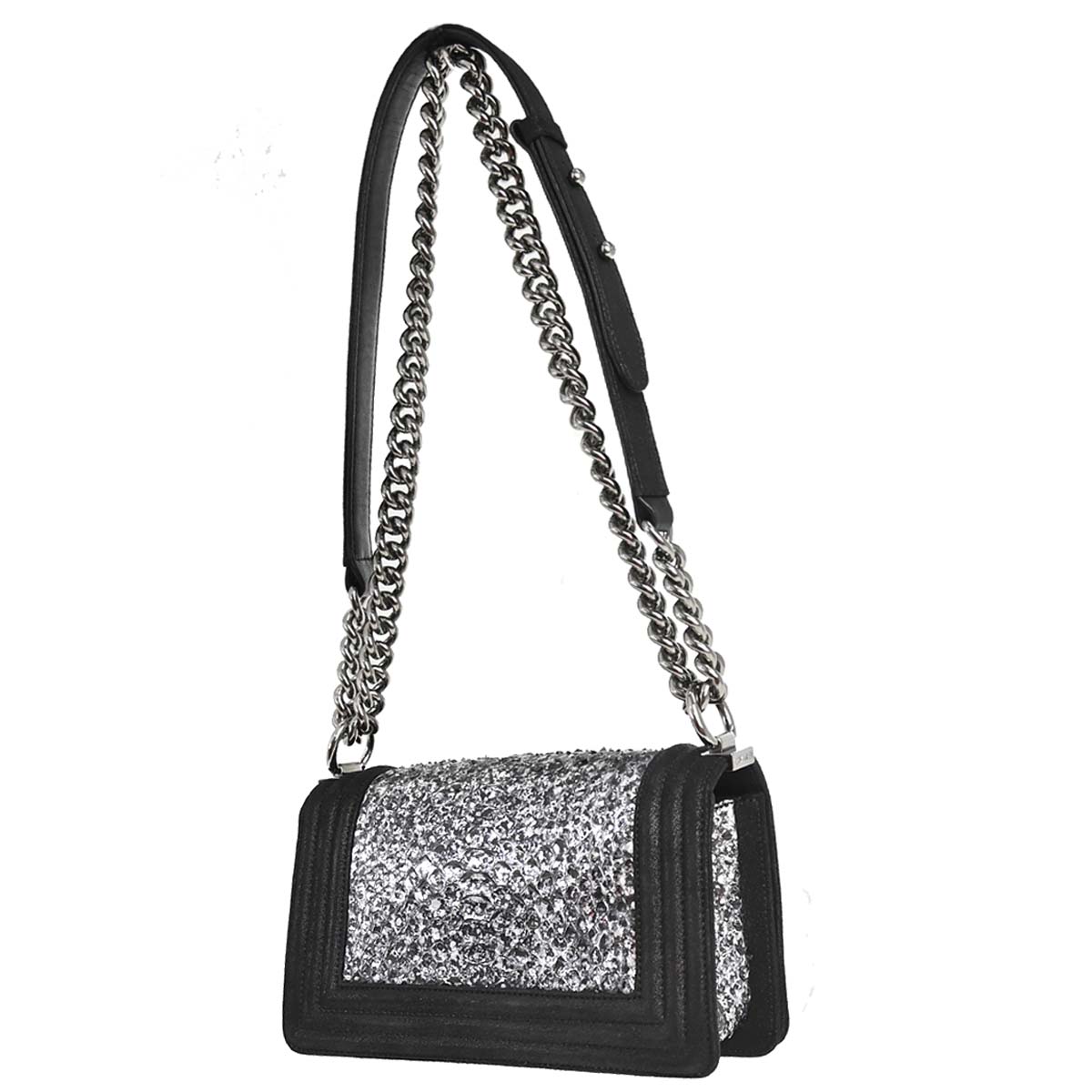 Boy Chanel 2014 * Silver Python Small Chain Shoulder Bag