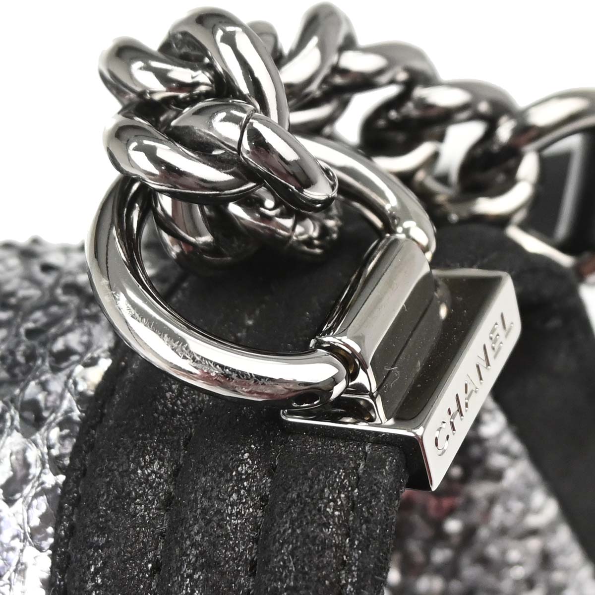 Boy Chanel 2014 * Silver Python Small Chain Shoulder Bag