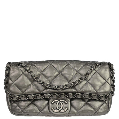 Chanel 2010-2011 Gray Calfskin Chain Me Shoulder Bag