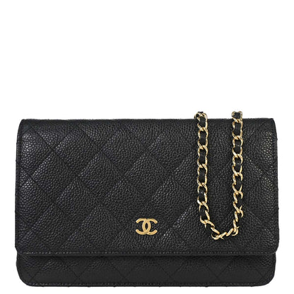 Chanel 2013-2014 Black Caviar Skin Classic WOC Wallet on Chain Bag