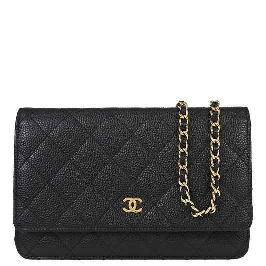 Chanel Black Caviar Skin Classic WOC Wallet on Chain Bag