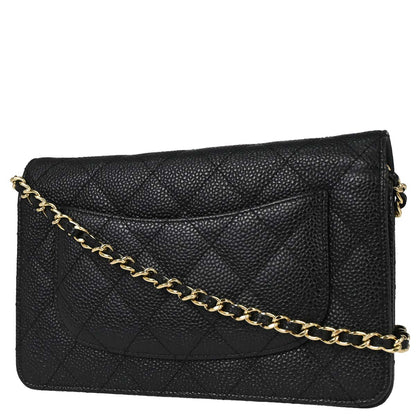 Chanel 2013-2014 Black Caviar Skin Classic WOC Wallet on Chain Bag