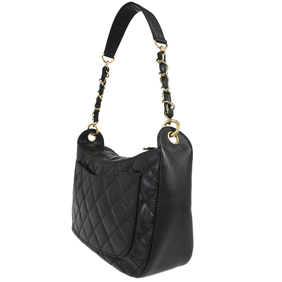 Chanel 2002-2003 Black Caviar Skin Hobo Handbag
