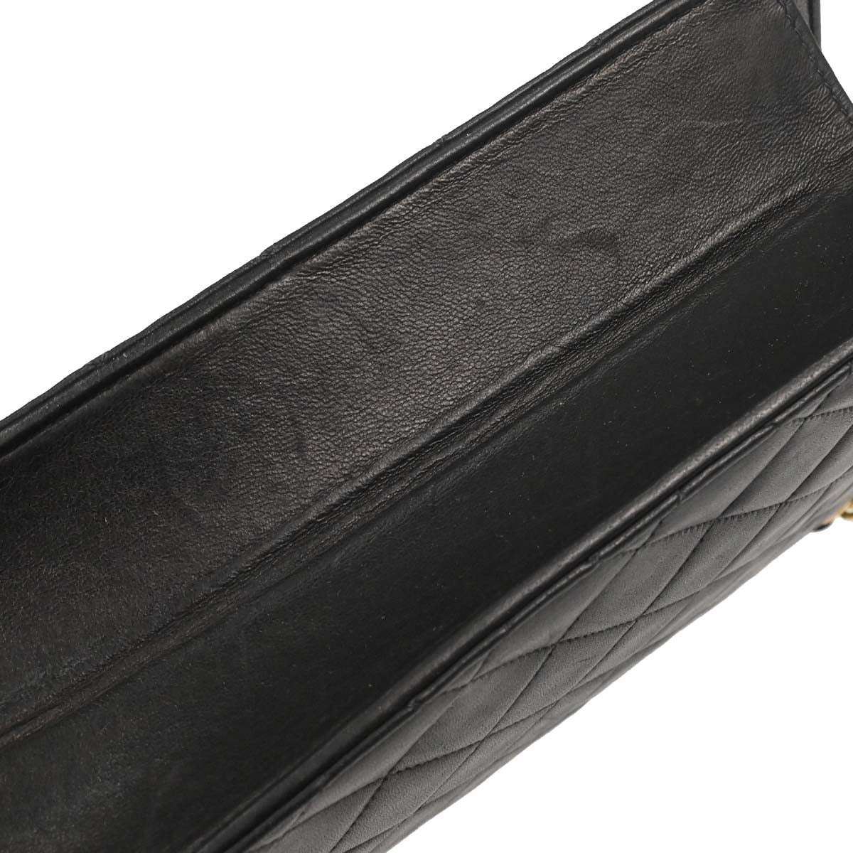 Chanel 2000-2002 Black Lambskin Pushlock Small Half Flap Shoulder Bag
