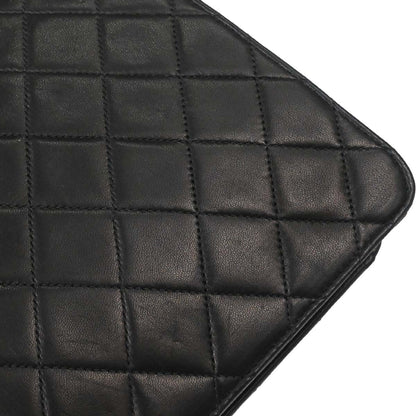 Chanel 2000-2002 Black Lambskin Pushlock Small Half Flap Shoulder Bag