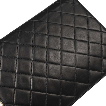 Chanel 2000-2002 Black Lambskin Pushlock Small Half Flap Shoulder Bag