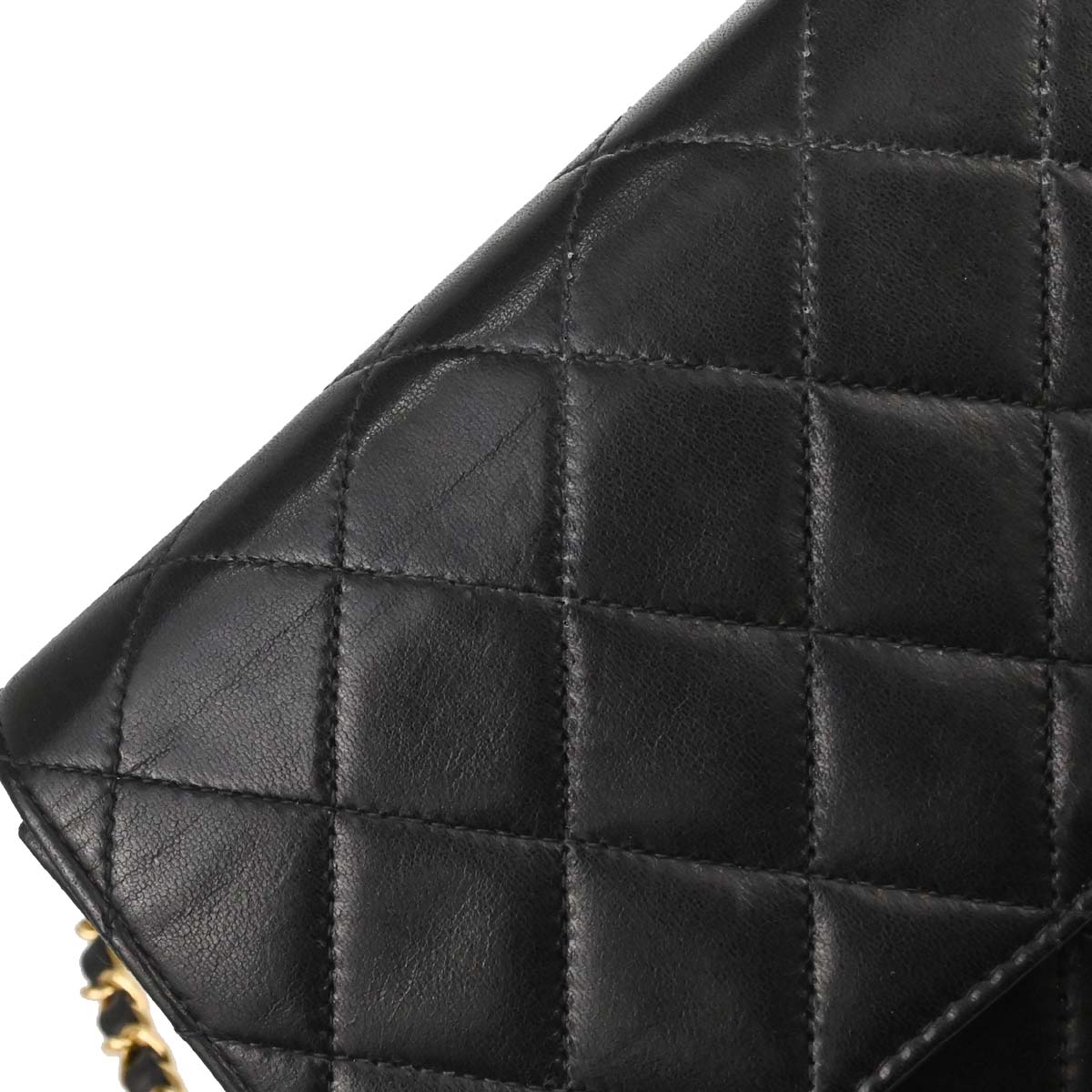 Chanel 2000-2002 Black Lambskin Pushlock Small Half Flap Shoulder Bag