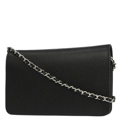 Chanel 2014 Black Caviar Skin Timeless WOC Wallet on Chain Shoulder Bag