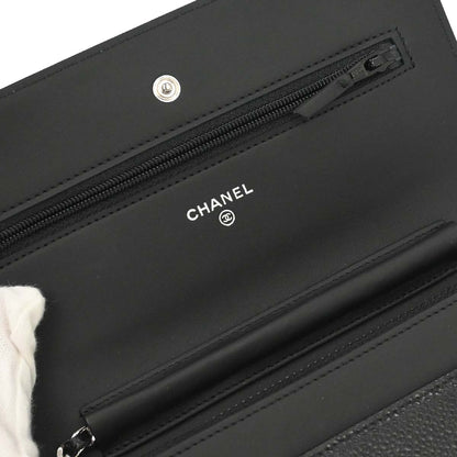 Chanel 2014 Black Caviar Skin Timeless WOC Wallet on Chain Shoulder Bag