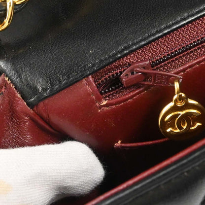 Chanel 1991-1994 Black Lambskin Small Diana Shoulder Bag