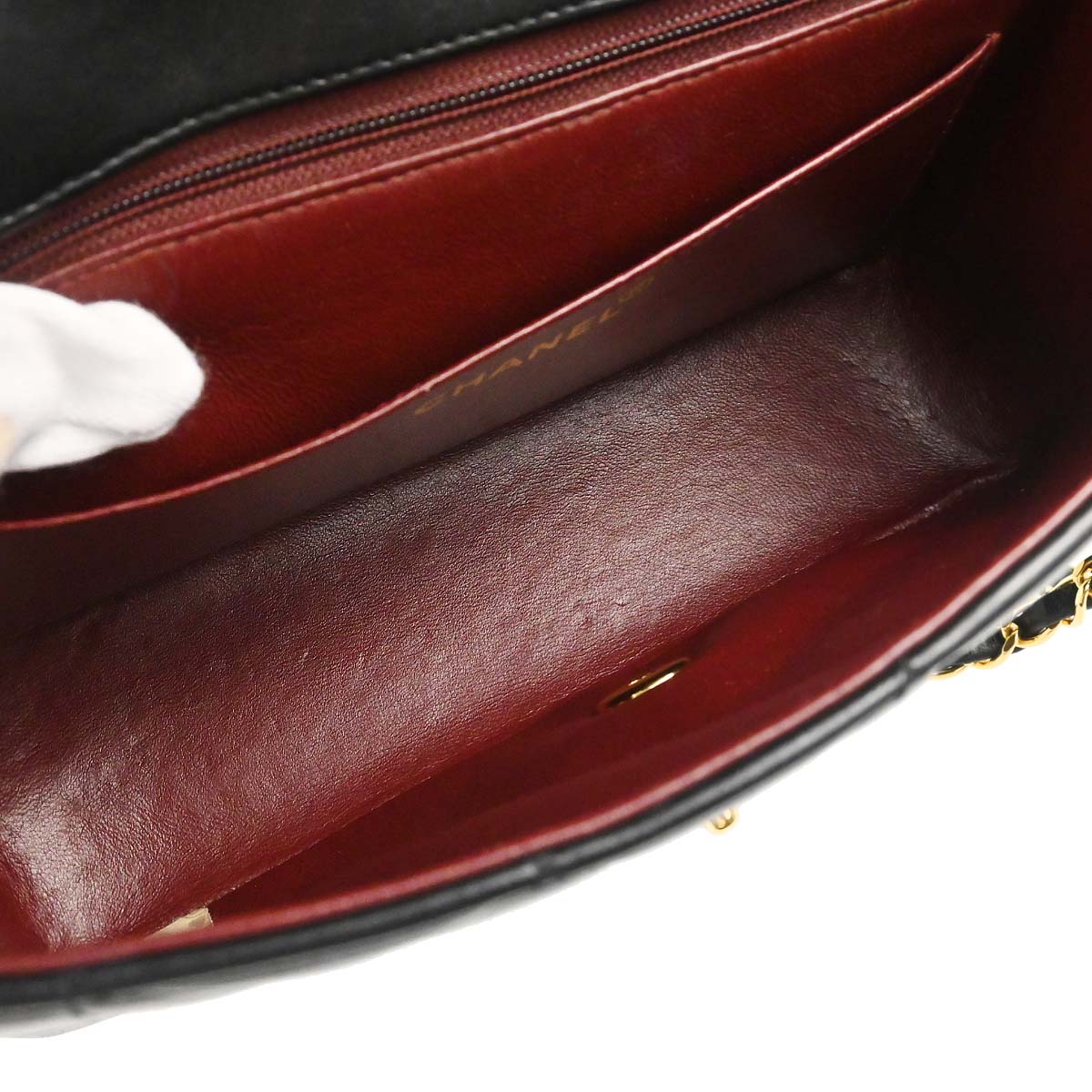 Chanel 1991-1994 Black Lambskin Small Diana Shoulder Bag