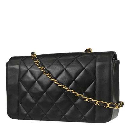 Chanel 1994-1996 Black Lambskin Small Diana Shoulder Bag