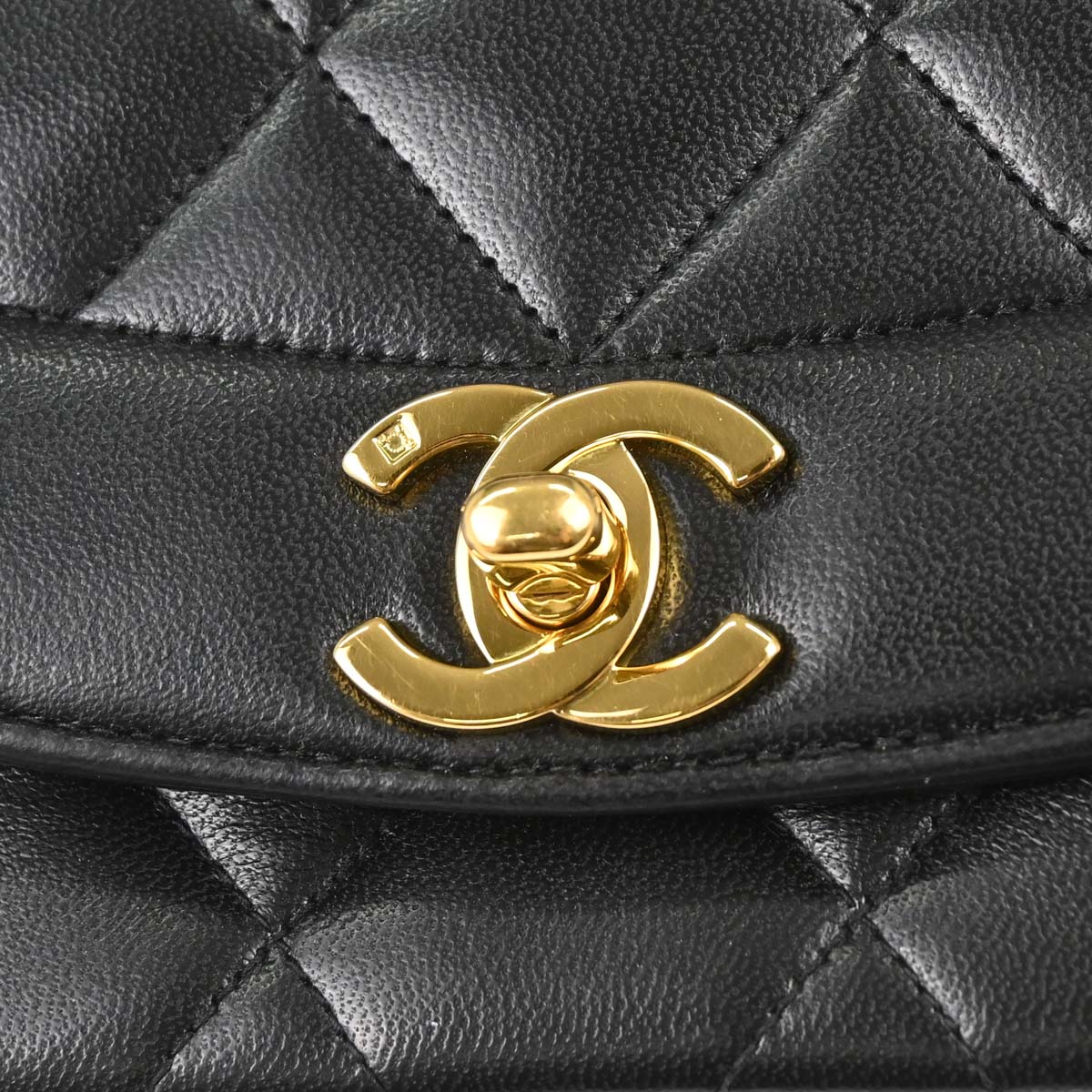 Chanel 1994-1996 Black Lambskin Small Diana Shoulder Bag