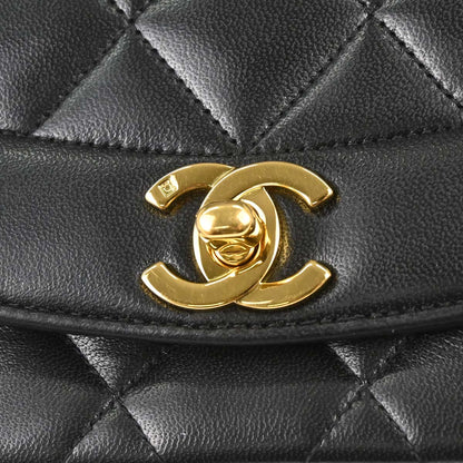 Chanel 1994-1996 Black Lambskin Small Diana Shoulder Bag
