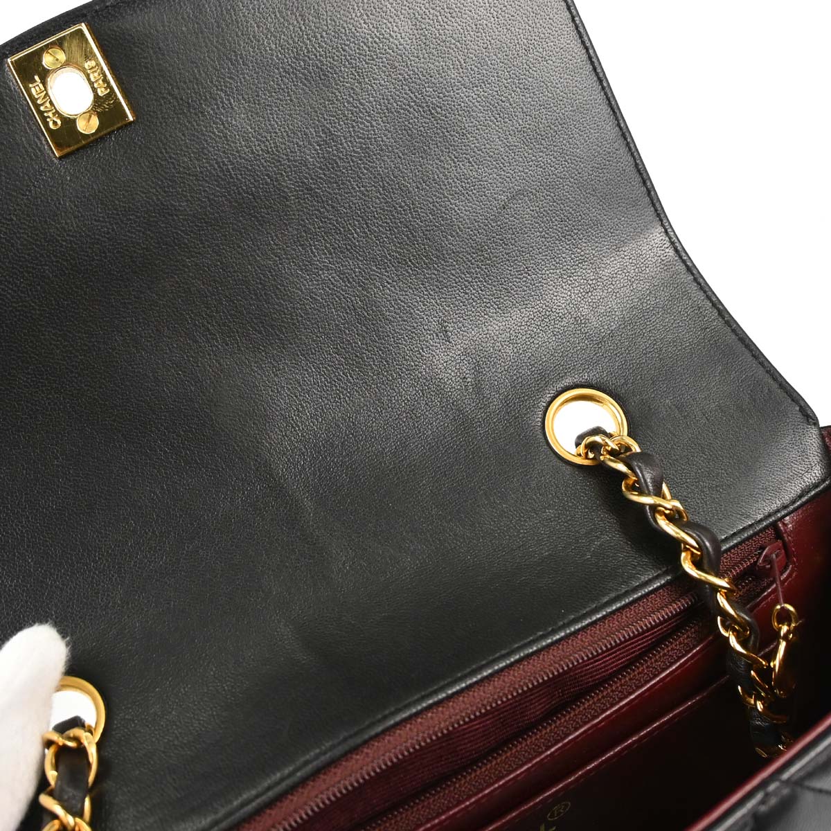 Chanel 1994-1996 Black Lambskin Small Diana Shoulder Bag