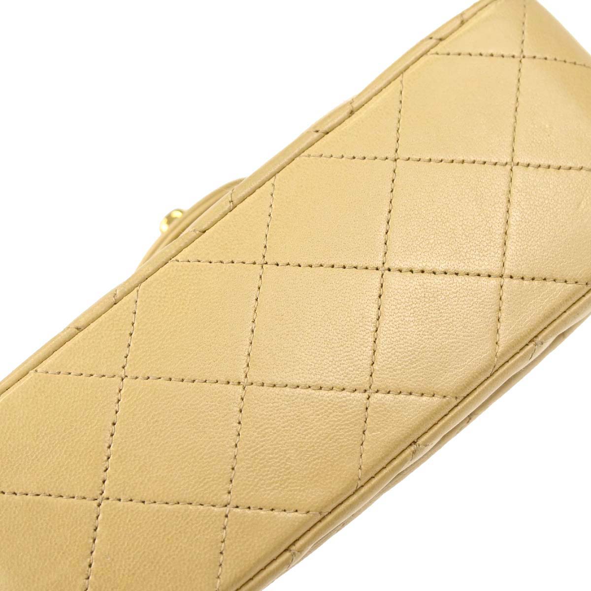 Chanel Beige Lambskin Mini Classic Square Flap Shoulder Bag 17