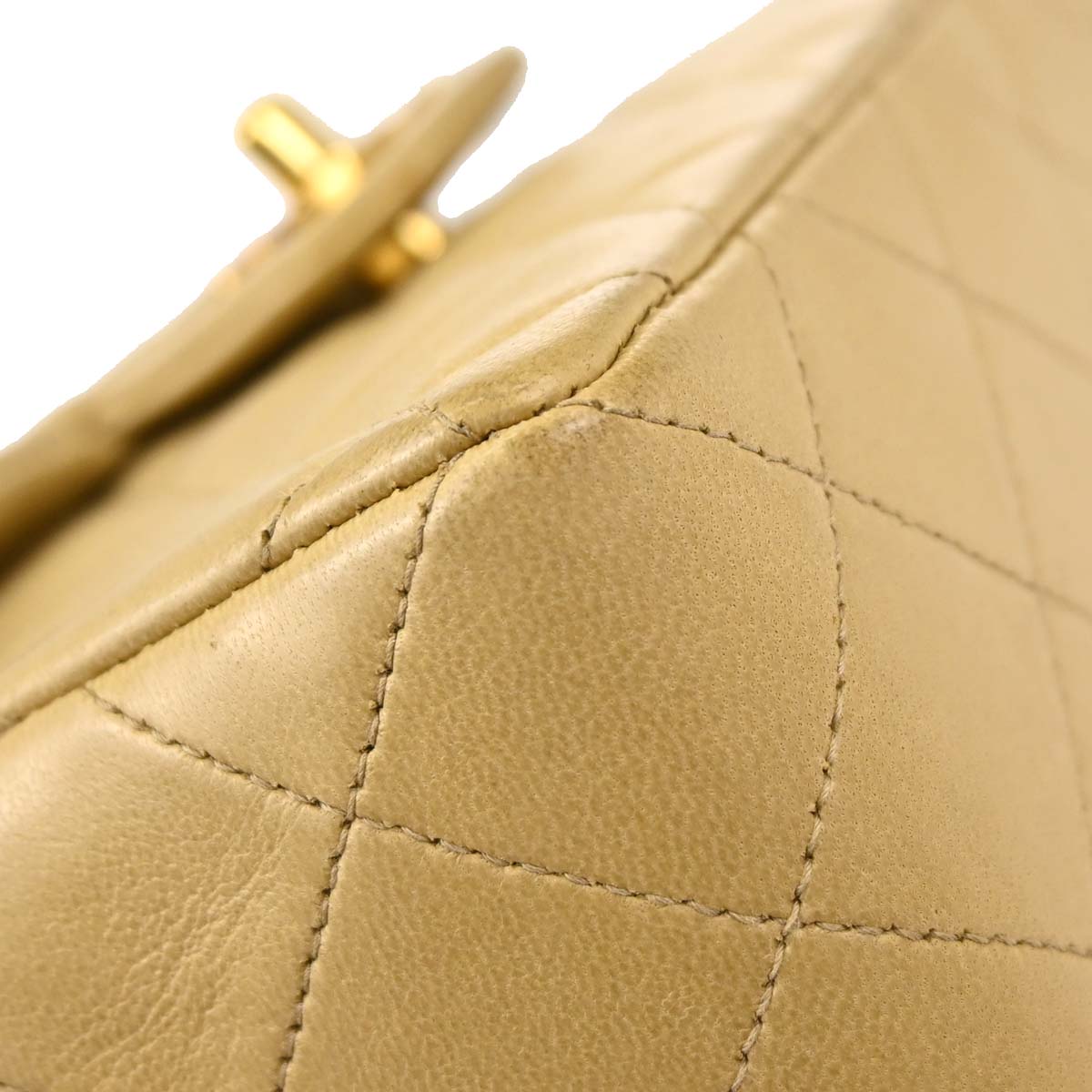 Chanel Beige Lambskin Mini Classic Square Flap Shoulder Bag 17