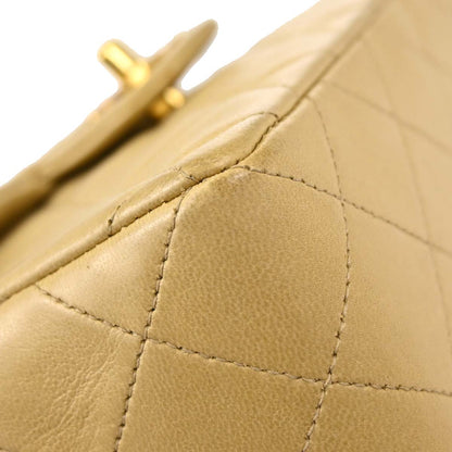 Chanel Beige Lambskin Mini Classic Square Flap Shoulder Bag 17