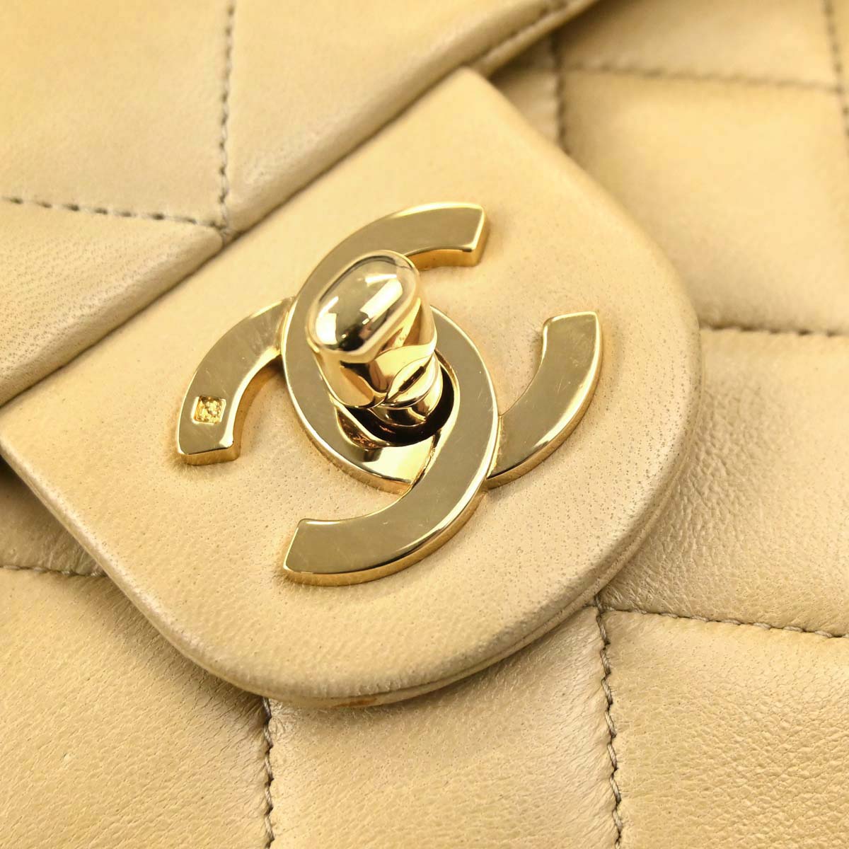 Chanel Beige Lambskin Mini Classic Square Flap Shoulder Bag 17