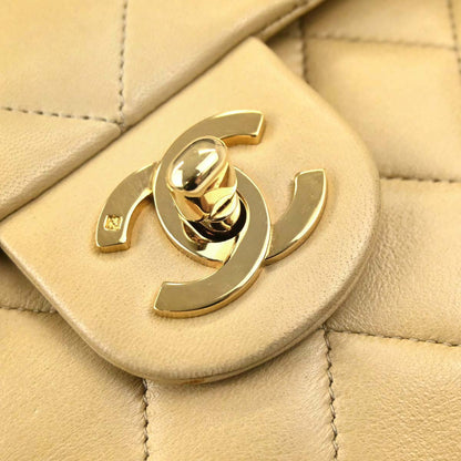 Chanel Beige Lambskin Mini Classic Square Flap Shoulder Bag 17
