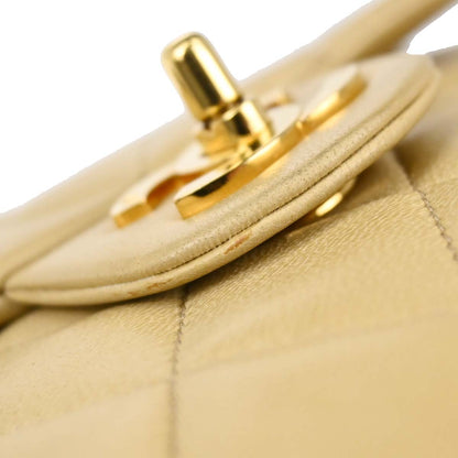 Chanel Beige Lambskin Mini Classic Square Flap Shoulder Bag 17