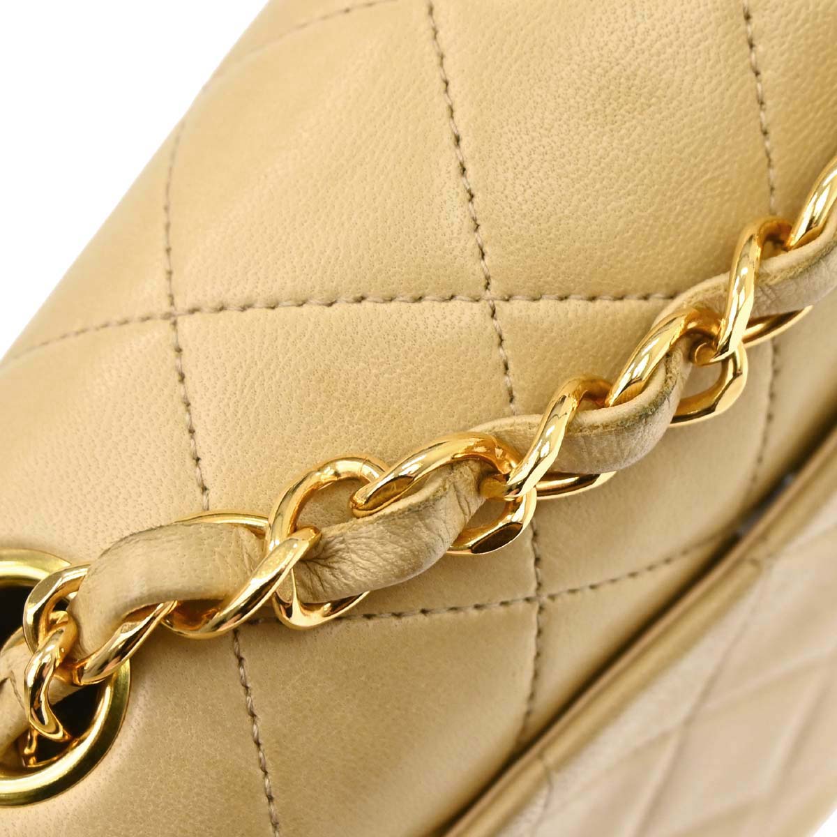 Chanel Beige Lambskin Mini Classic Square Flap Shoulder Bag 17