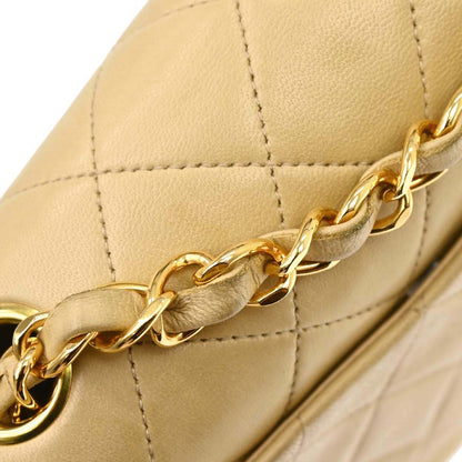 Chanel Beige Lambskin Mini Classic Square Flap Shoulder Bag 17