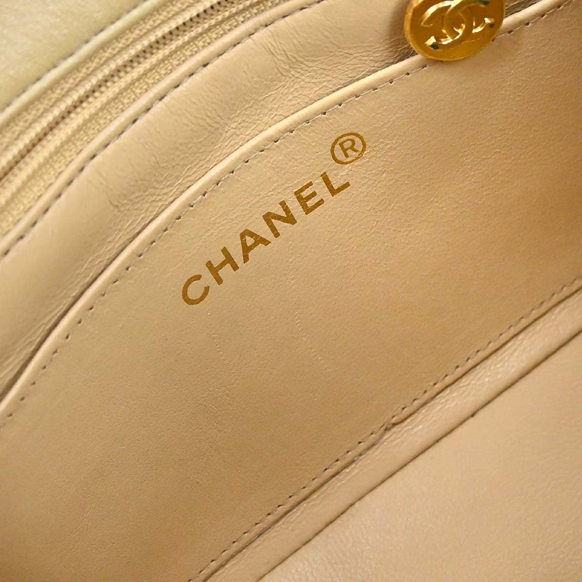 Chanel Beige Lambskin Mini Classic Square Flap Shoulder Bag 17