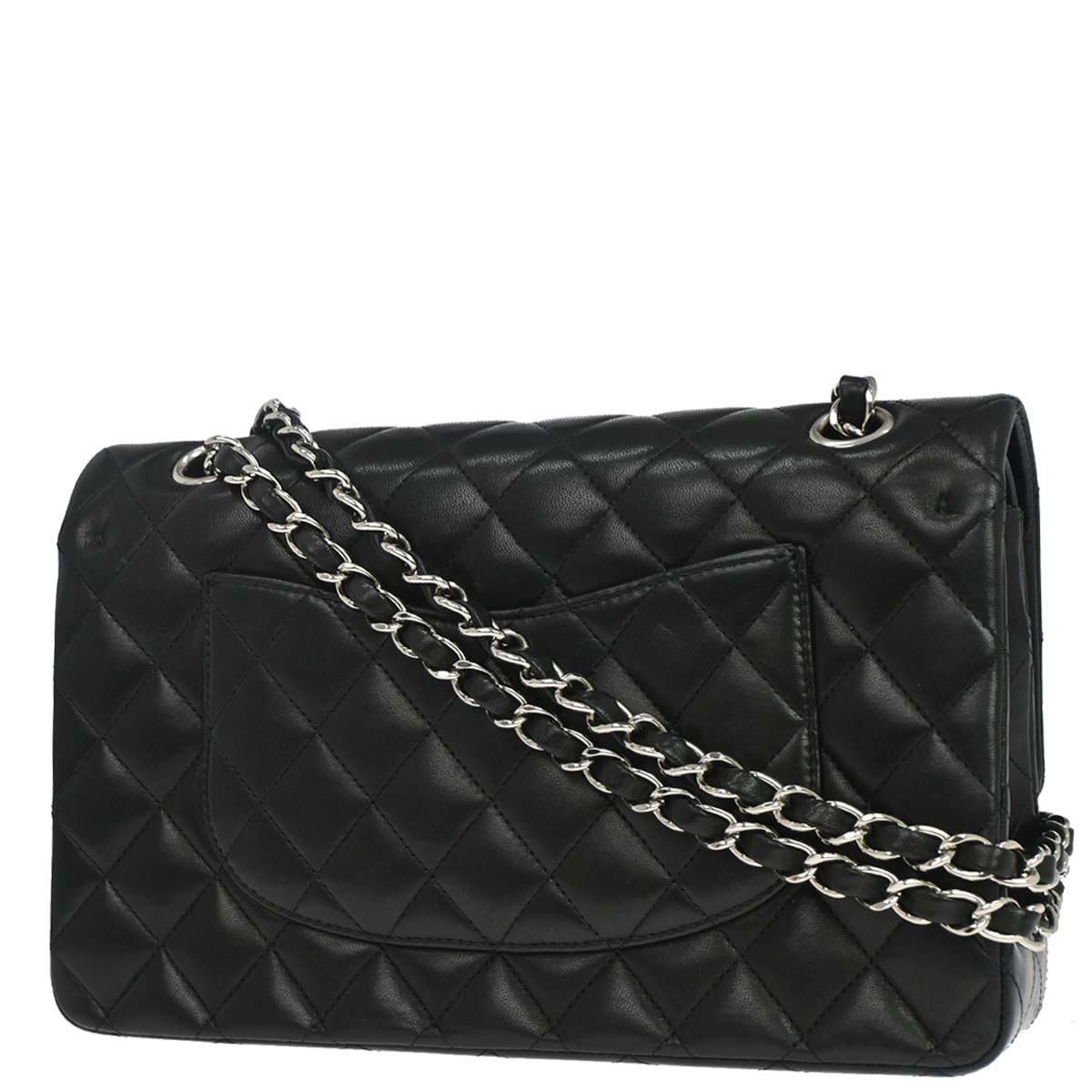 Chanel 2009-2010 Black Lambskin Medium Classic Double Flap Shoulder Bag