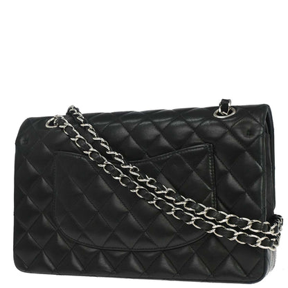 Chanel 2009-2010 Black Lambskin Medium Classic Double Flap Shoulder Bag
