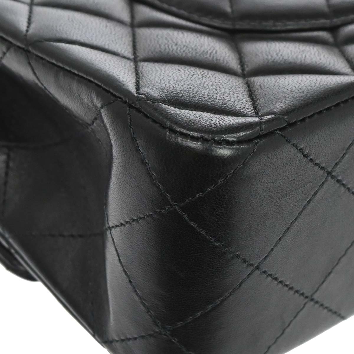 Chanel 2009-2010 Black Lambskin Medium Classic Double Flap Shoulder Bag