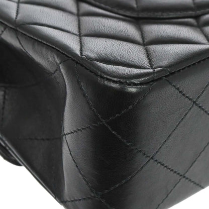 Chanel 2009-2010 Black Lambskin Medium Classic Double Flap Shoulder Bag