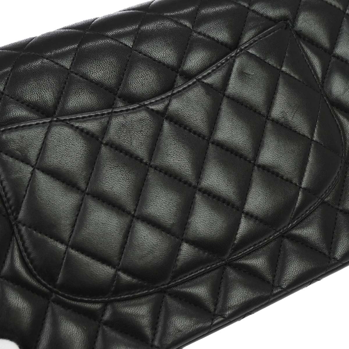Chanel 2009-2010 Black Lambskin Medium Classic Double Flap Shoulder Bag