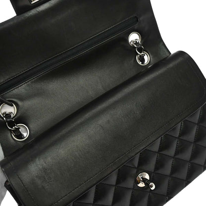 Chanel 2009-2010 Black Lambskin Medium Classic Double Flap Shoulder Bag